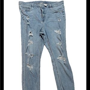 Distressed Blue Jeans